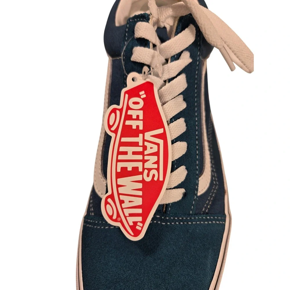 Vans Old Skool Teal White Suede Canvas‎ Skate Sneakers Mens 9 Womens 10.5
